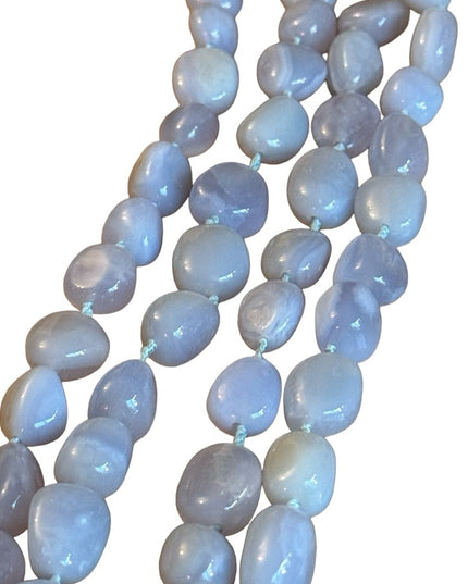 SAJEN Chalcedony Long Necklace Blue chunky heavy stones deaigner quality