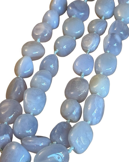 SAJEN Chalcedony Long Necklace Blue chunky heavy stones deaigner quality