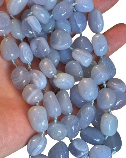 SAJEN Chalcedony Long Necklace Blue chunky heavy stones deaigner quality