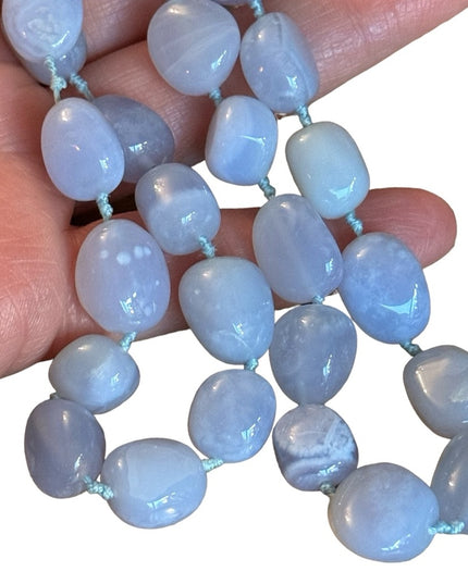 SAJEN Chalcedony Long Necklace Blue chunky heavy stones deaigner quality