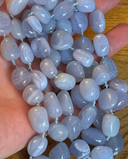 SAJEN Chalcedony Long Necklace Blue chunky heavy stones deaigner quality
