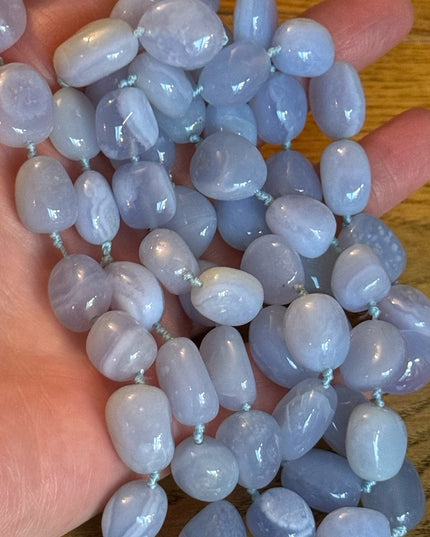 SAJEN Chalcedony Long Necklace Blue chunky heavy stones deaigner quality