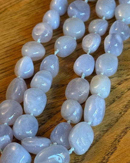 SAJEN Chalcedony Long Necklace Blue chunky heavy stones deaigner quality