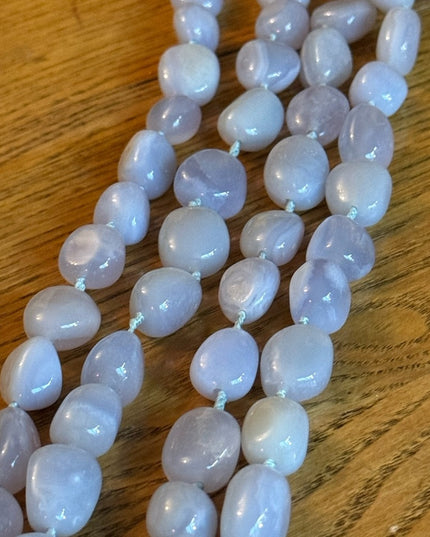 SAJEN Chalcedony Long Necklace Blue chunky heavy stones deaigner quality