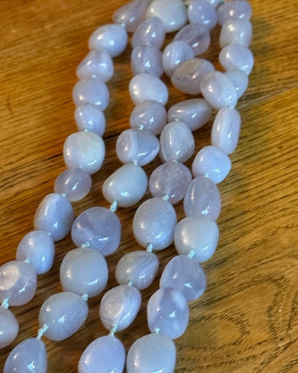 SAJEN Chalcedony Long Necklace Blue chunky heavy stones deaigner quality