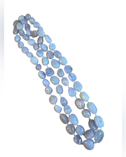 SAJEN Chalcedony Long Necklace Blue chunky heavy stones deaigner quality