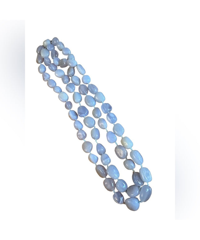 SAJEN Chalcedony Long Necklace Blue chunky heavy stones deaigner quality