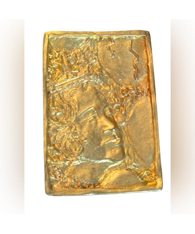 Stunning gold plate SUNDAY SINNERS 1999 Face carnivale brooch New Orleans