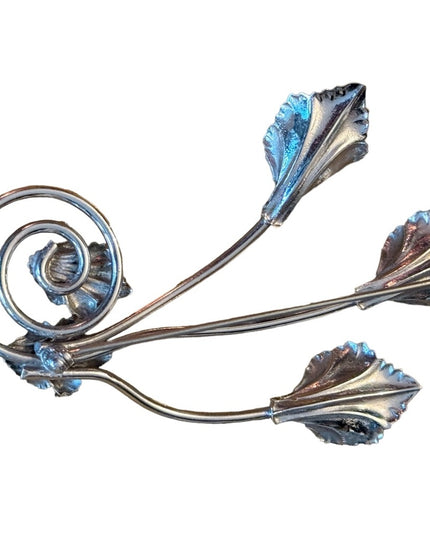 Vintage large silver flower brooch