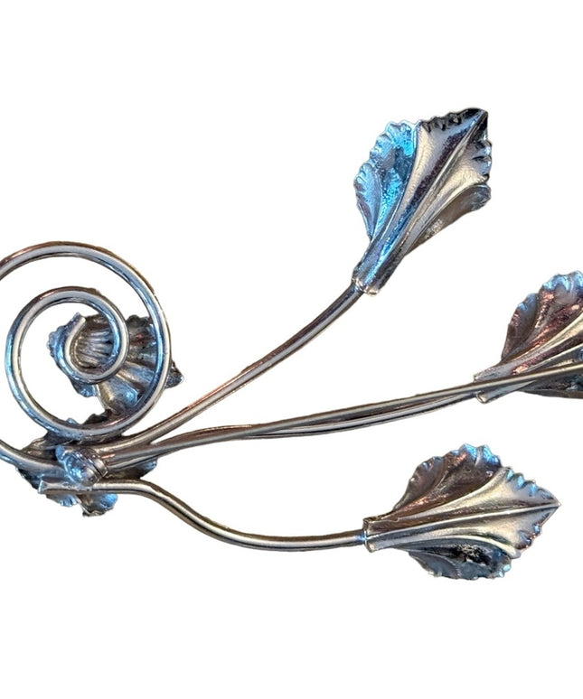 Vintage large silver flower brooch