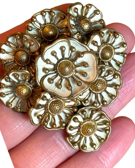 Antique West Germany White flower cluster brooch