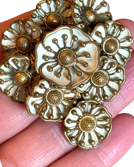 Antique West Germany White flower cluster brooch