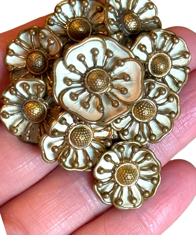 Antique West Germany White flower cluster brooch