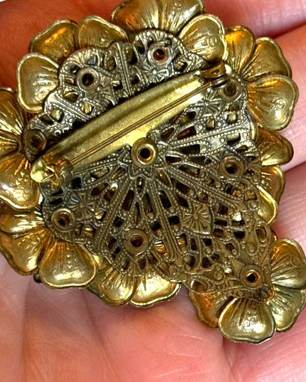 Antique West Germany White flower cluster brooch