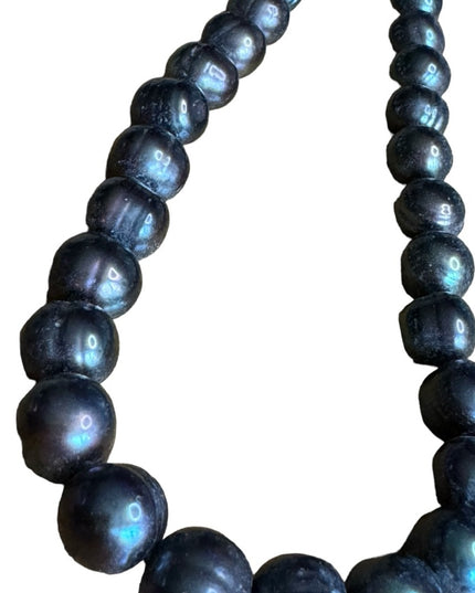 Stunning gray beaded irradescent REAL fresh water pearl sterling necklace 11mm