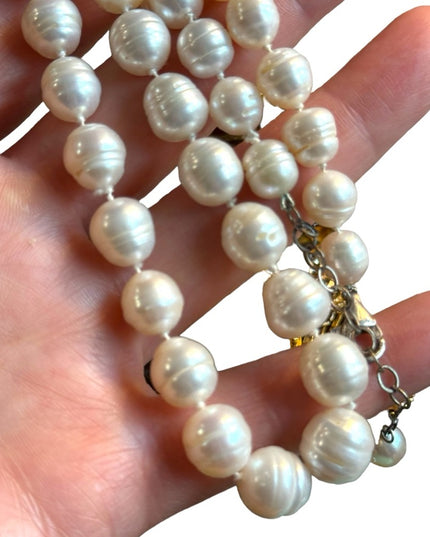 Stunning sterling silver large  fresh water pearl chunky necklace