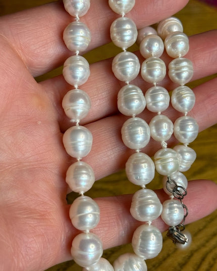 Stunning sterling silver large  fresh water pearl chunky necklace