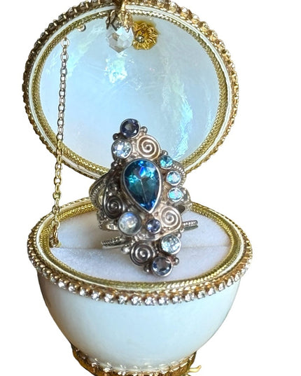 Sajen sterling silver 925 stunning wlongated topaz multi genstone swirl designer