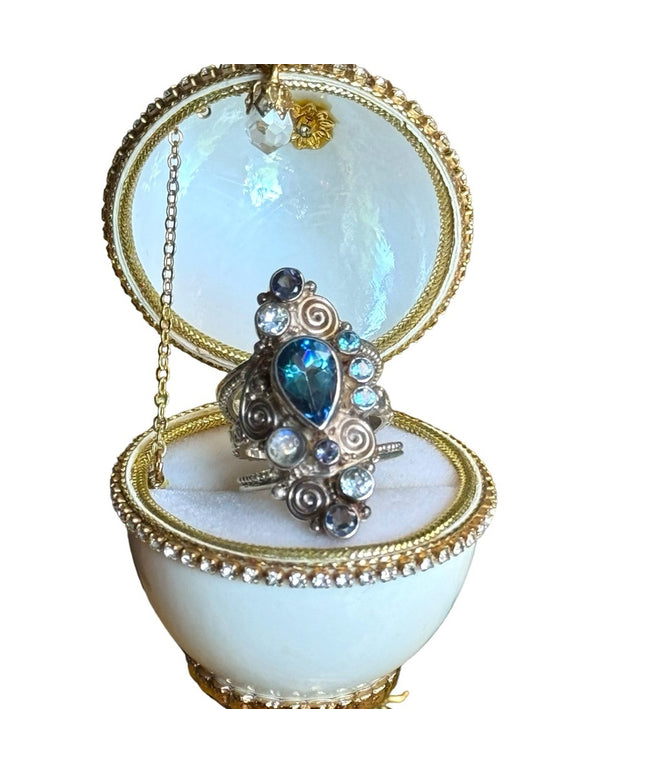 Sajen sterling silver 925 stunning wlongated topaz multi genstone swirl designer