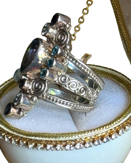 Sajen sterling silver 925 stunning wlongated topaz multi genstone swirl designer