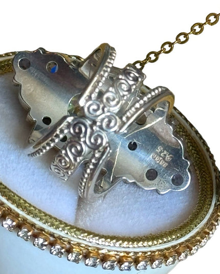 Sajen sterling silver 925 stunning wlongated topaz multi genstone swirl designer