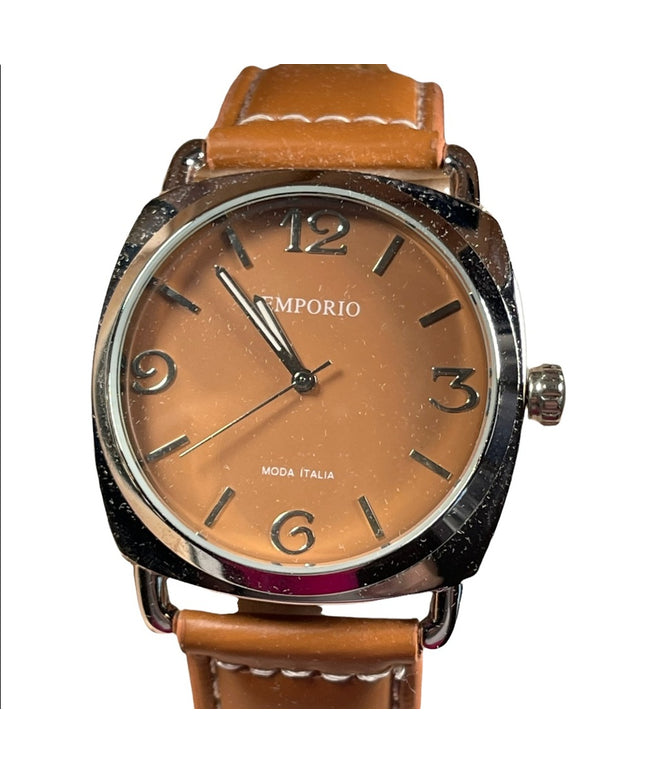 Emporio Armani Large mens Leather band boxed watch