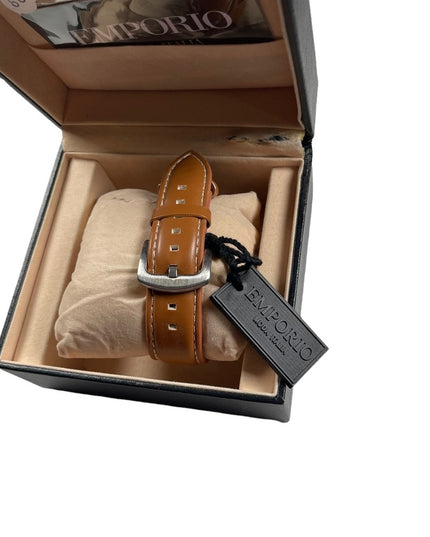Emporio Armani Large mens Leather band boxed watch