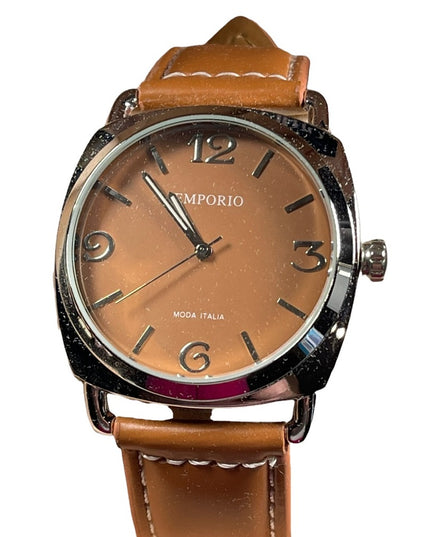 Emporio Armani Large mens Leather band boxed watch