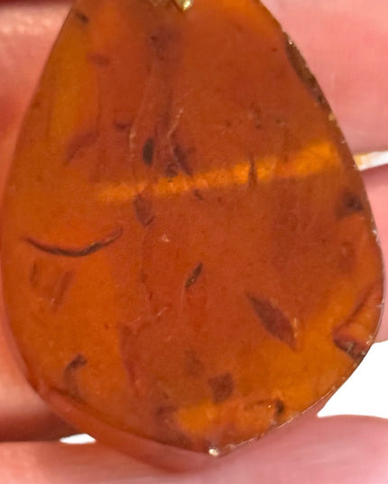 Antique Art Deco USSR Honey amber lg pendant 7RK Gold