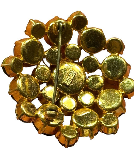 Vintage Austria Green crystal flower brooch mid century 1960s