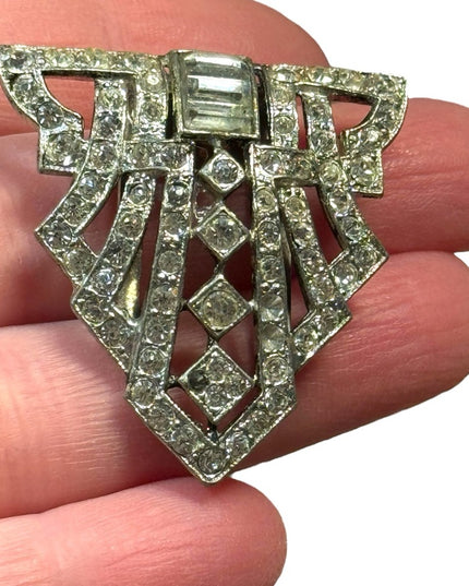 Antique Art deco rhinestone crystal early 1900s fur clip shoe clips