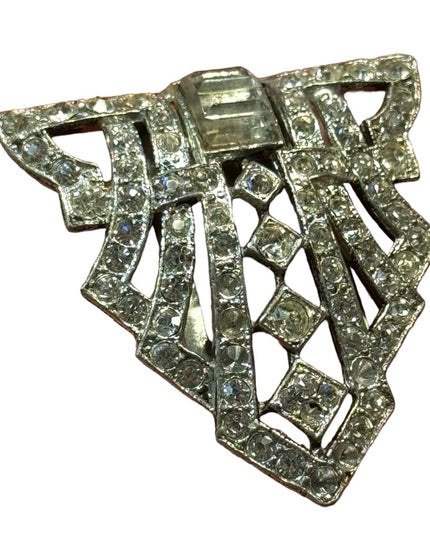 Antique Art deco rhinestone crystal early 1900s fur clip shoe clips