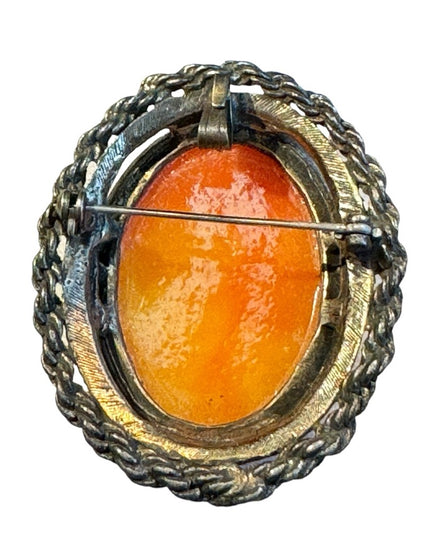 Vintage 1940s Finely made resin early plastic cameo brooch pendant 3 graces