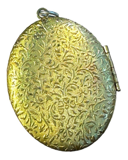 Antique gold finish shell cameo ornate pendant scrollwork art deco
