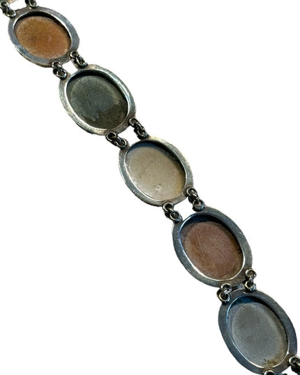 Antique Bracelet Stone Cameo 800 Silver Victorian Lava RARE Seven Days Chariots