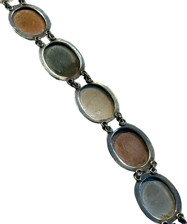 Antique Bracelet Stone Cameo 800 Silver Victorian Lava RARE Seven Days Chariots