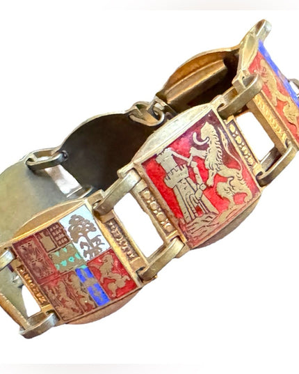 Bracelet coat of arms Enamel on brass the Blazon of Paris Lions brassy finish