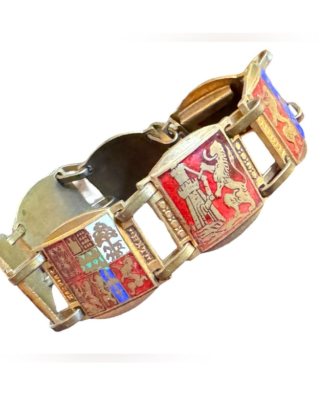 Bracelet coat of arms Enamel on brass the Blazon of Paris Lions brassy finish