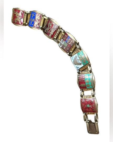Bracelet coat of arms Enamel on brass the Blazon of Paris Lions brassy finish