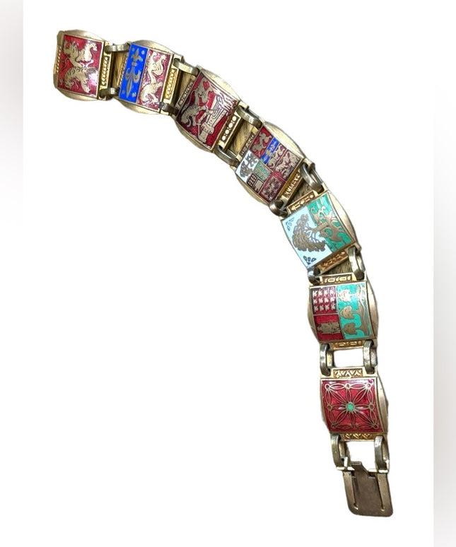 Bracelet coat of arms Enamel on brass the Blazon of Paris Lions brassy finish