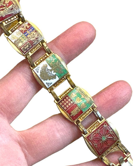 Bracelet coat of arms Enamel on brass the Blazon of Paris Lions brassy finish