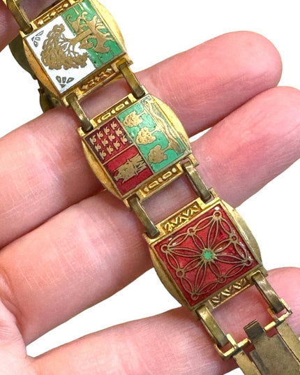 Bracelet coat of arms Enamel on brass the Blazon of Paris Lions brassy finish
