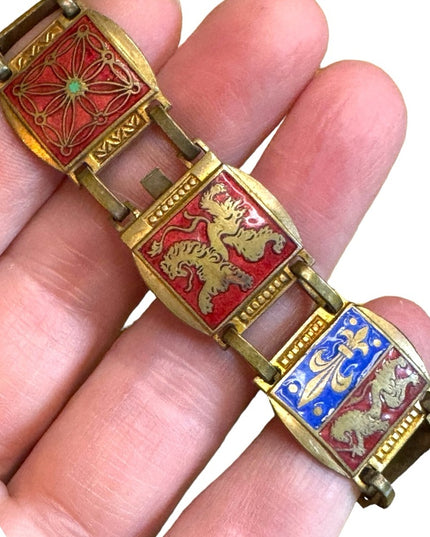 Bracelet coat of arms Enamel on brass the Blazon of Paris Lions brassy finish