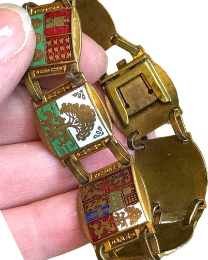 Bracelet coat of arms Enamel on brass the Blazon of Paris Lions brassy finish