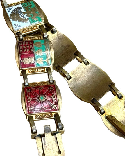 Bracelet coat of arms Enamel on brass the Blazon of Paris Lions brassy finish