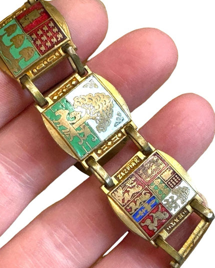 Bracelet coat of arms Enamel on brass the Blazon of Paris Lions brassy finish