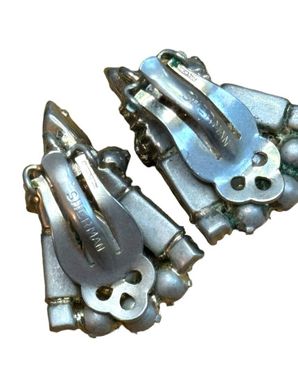 Vintage mid century SHERMAN champagne crystal fabcy earrings