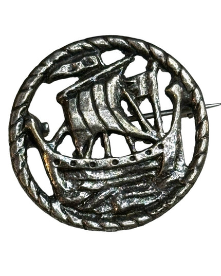 Vintage Mizpah silver sailing ahip Celtic brooch