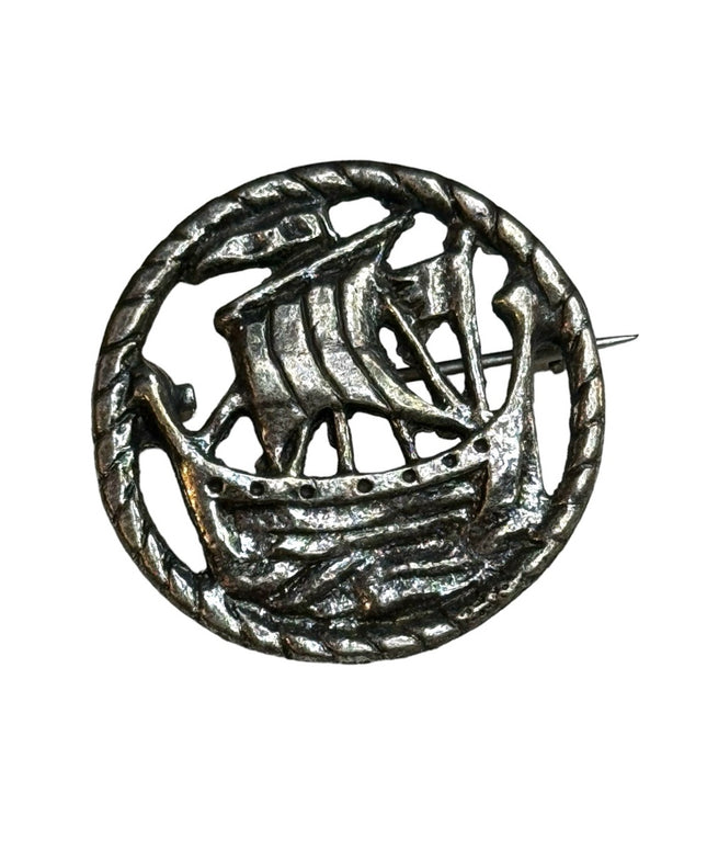Vintage Mizpah silver sailing ahip Celtic brooch