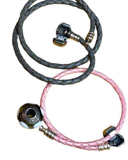 Pandora ALE authentic 3 pcs glass murano bead & necklace bracelet pink black